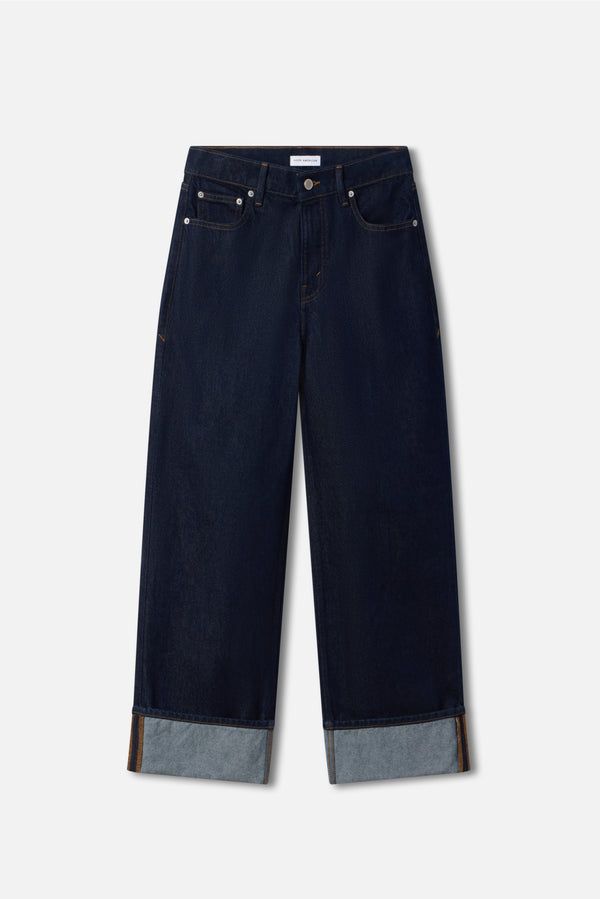 GOOD LOW RISE BAGGY CUFFED JEANS | INDIGO1006