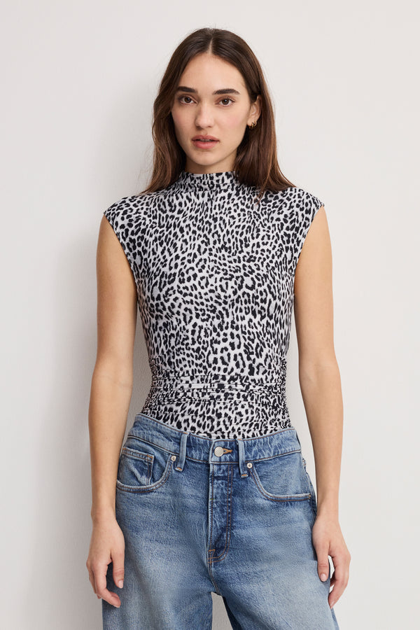 WEIGHTLESS SCULPTING BODYSUIT | BLACK AND GREY LEOPARD