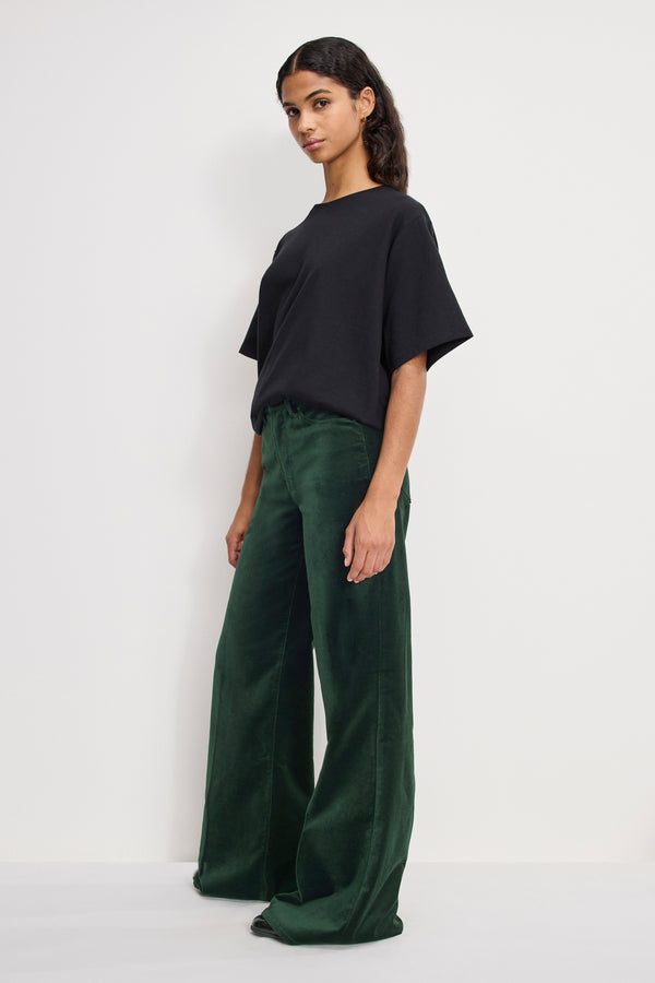 VELVET GOOD WAIST PALAZZO PANTS | PINE GREEN003