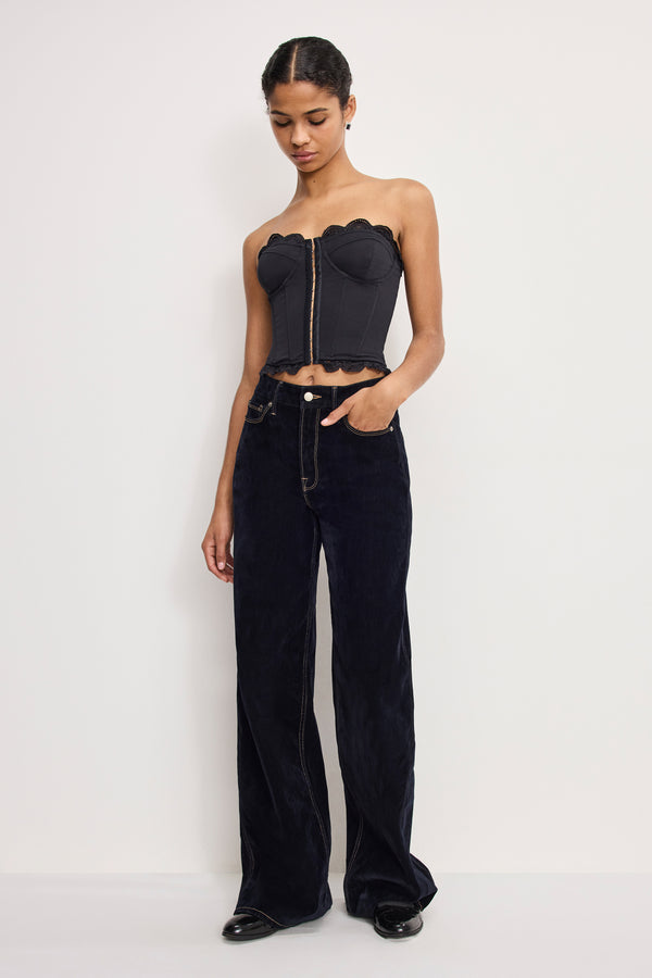 MATTE JERSEY LACE TRIM BUSTIER | BLACK001