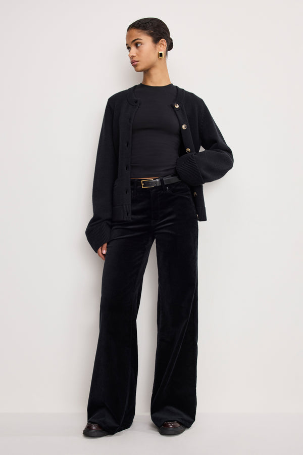VELVET GOOD WAIST PALAZZO PANTS | BLACK001