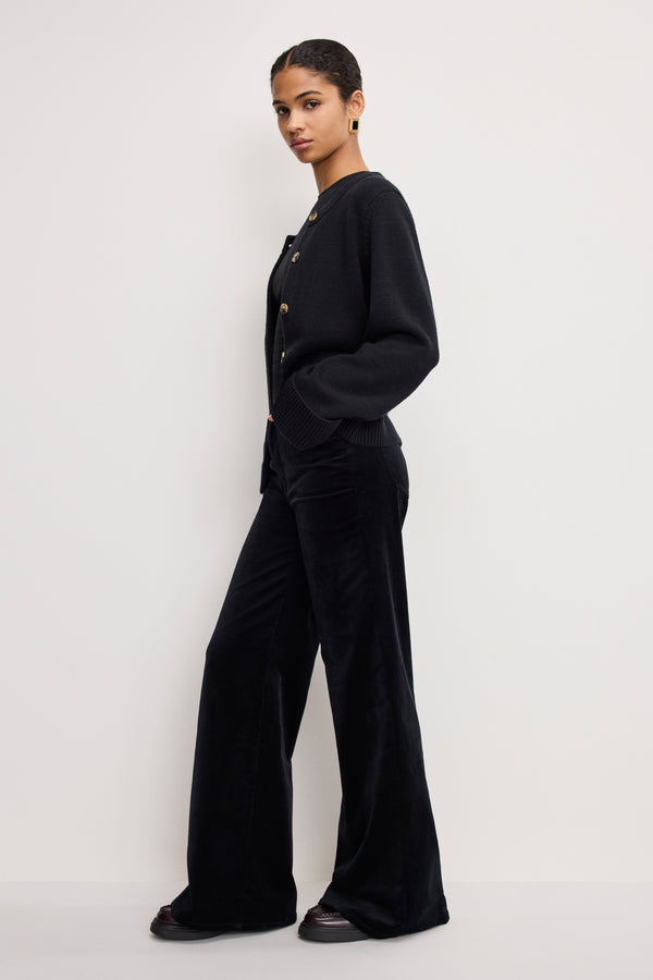 VELVET GOOD WAIST PALAZZO PANTS | BLACK001