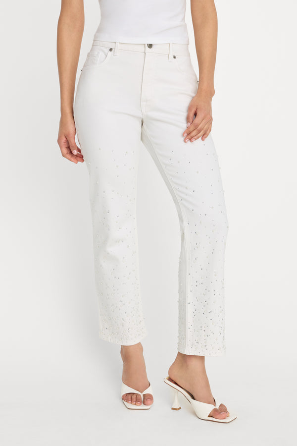 GOOD ICON STRAIGHT ANKLE PEARL JEANS | WHITE001