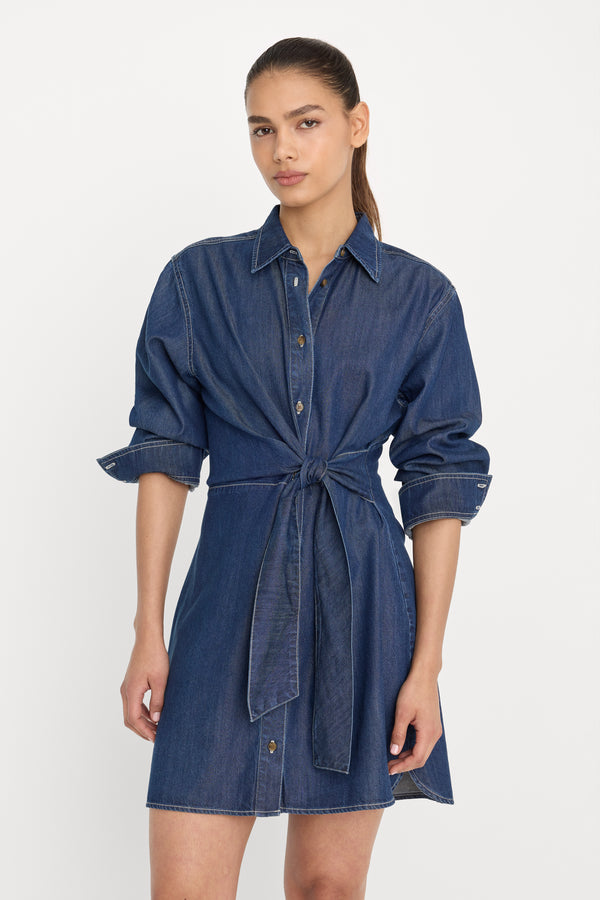 DENIM WRAP SHIRT DRESS | INDIGO1187