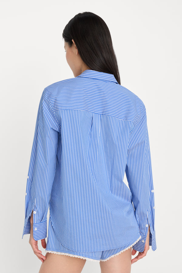 POPLIN CLASSIC BOXY SHIRT | BLUE & WHITE STRIPE