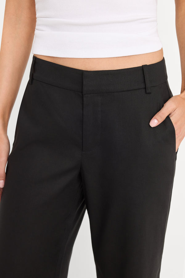 THE WIDE LEG LINEN TROUSER | BLACK