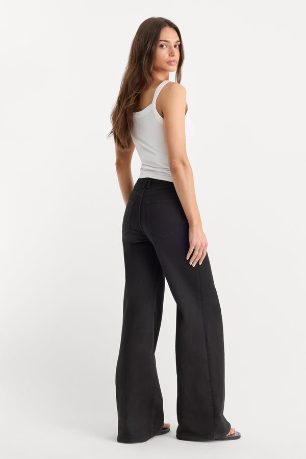 NEVER FADE GOOD WAIST PALAZZO JEANS | BLACK