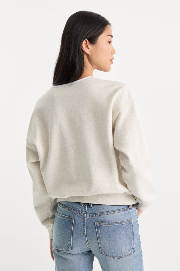 THE BRUSHED FLEECE HENLEY | OATMEAL