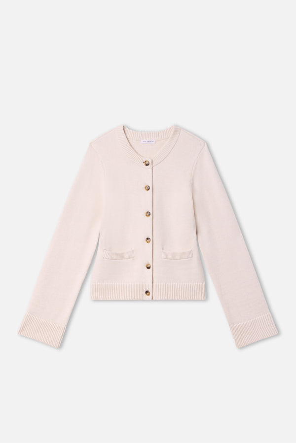 BUTTON FRONT KNIT CARDIGAN | VANILLA001 | FLAT