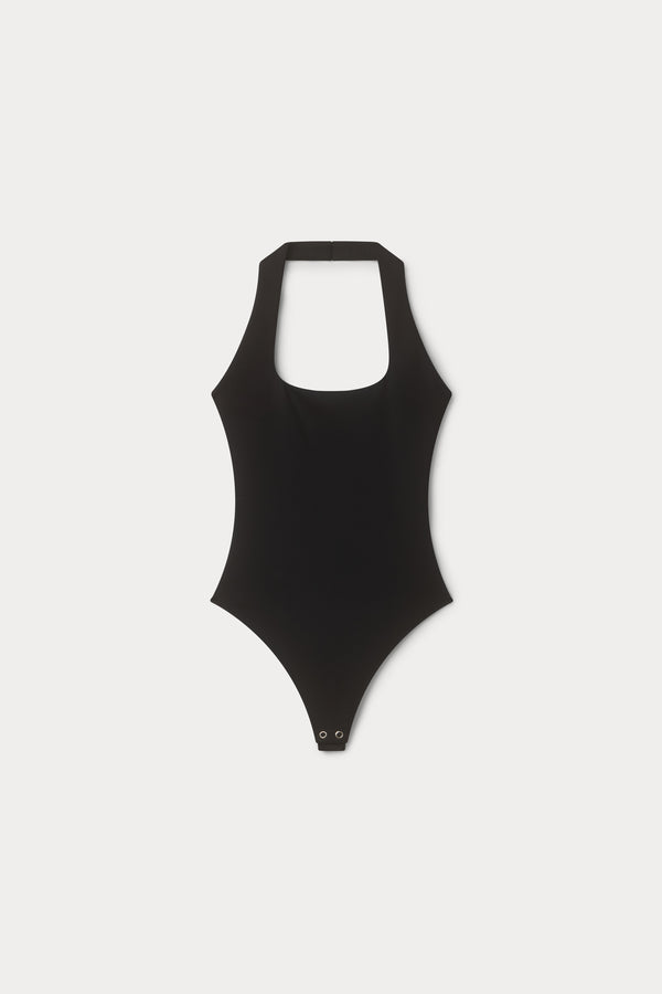 SCULPTING HALTER SQUARE NECK BODYSUIT| BLACK001