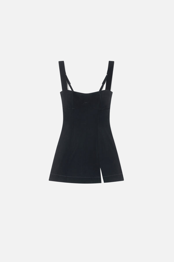 VELVET MINI DRESS | BLACK001