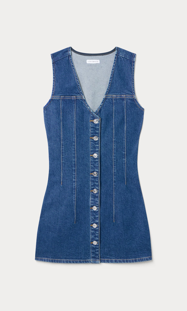 THE DENIM V NECK DRESS | INDIGO1265