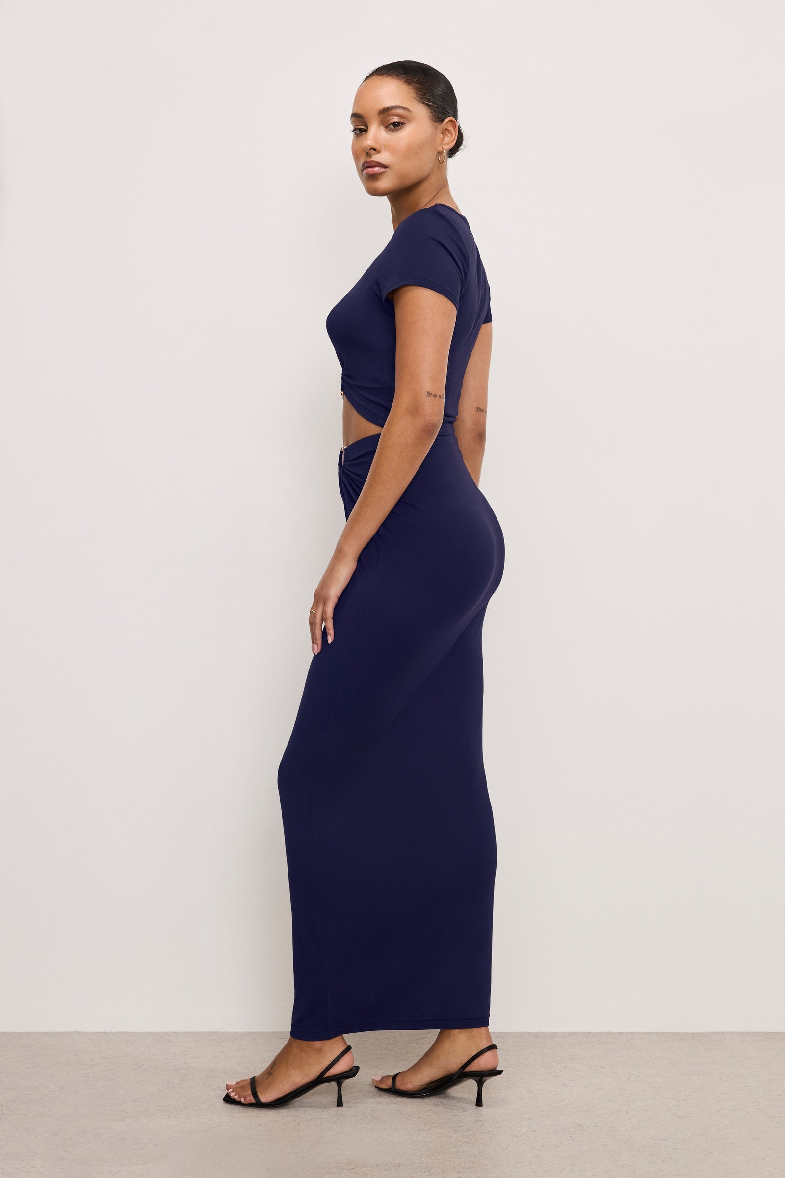 STRETCH JERSEY MAXI SKIRT | HORIZON INK