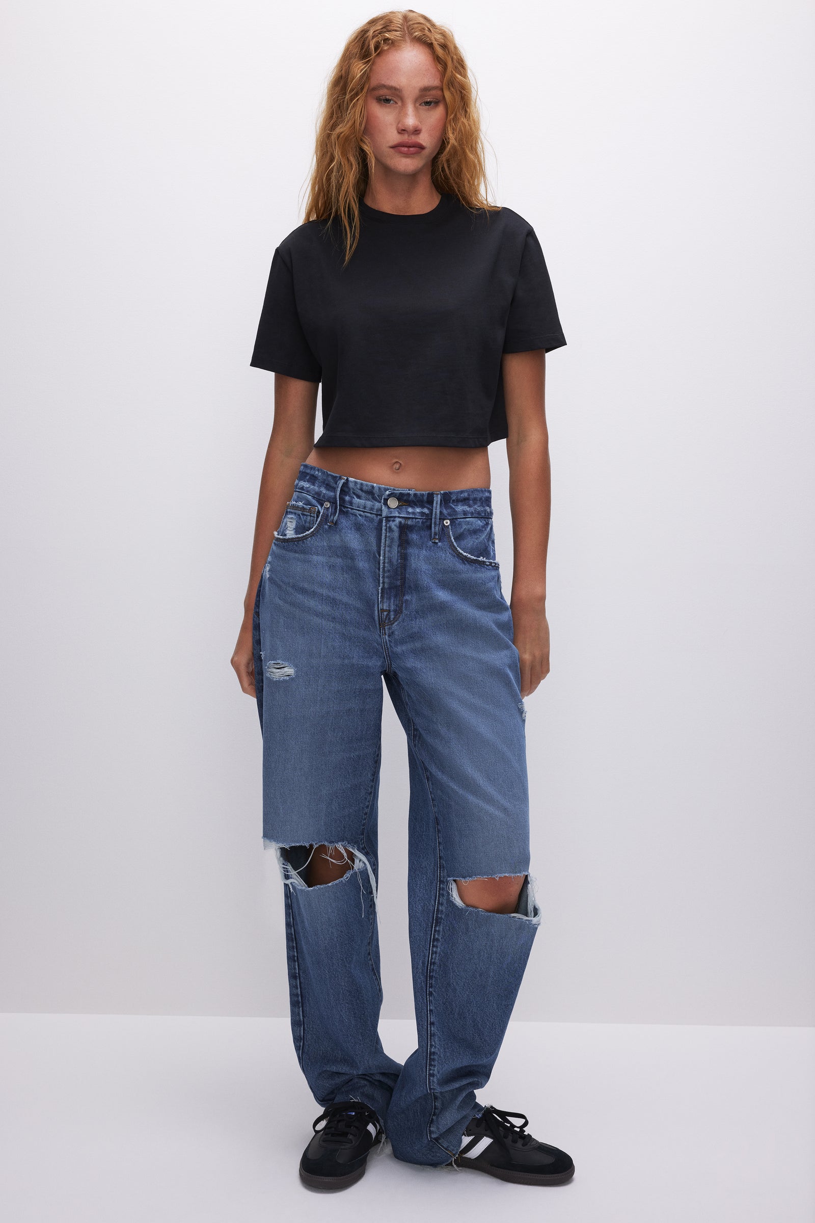COTTON CROPPED TEE | BLACK001
