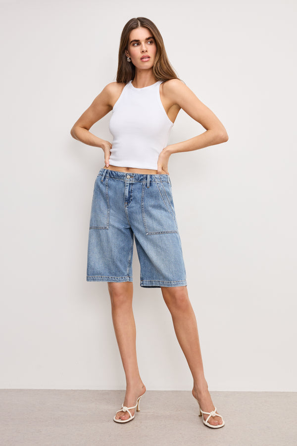 LITE LINEN BERMUDA SHORT | INDIGO786