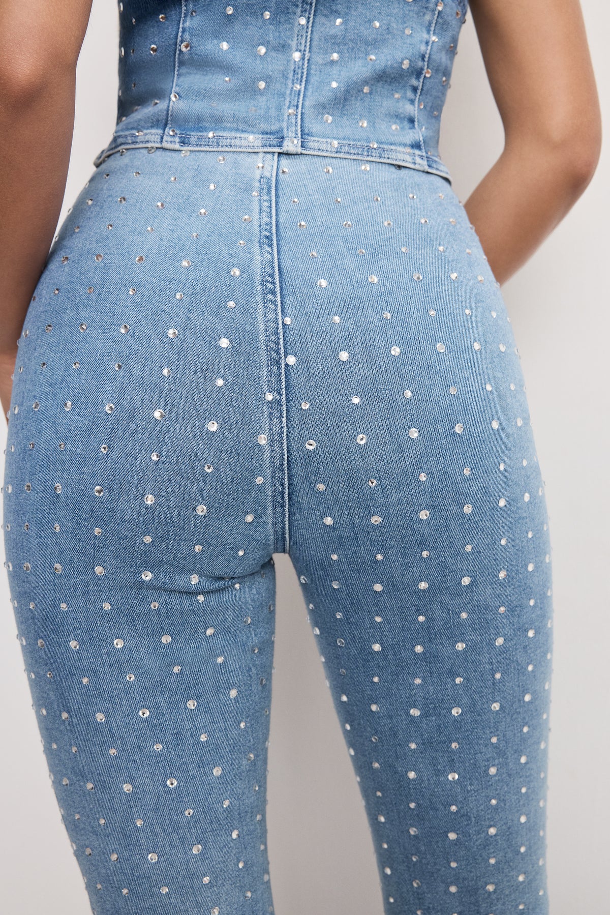 DOLLY CRYSTAL DENIM PULL ON PANTS | INDIGO1023