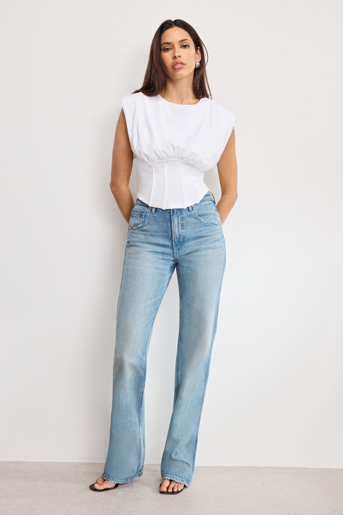 SLEEVELESS CORSET TOP | WHITE001