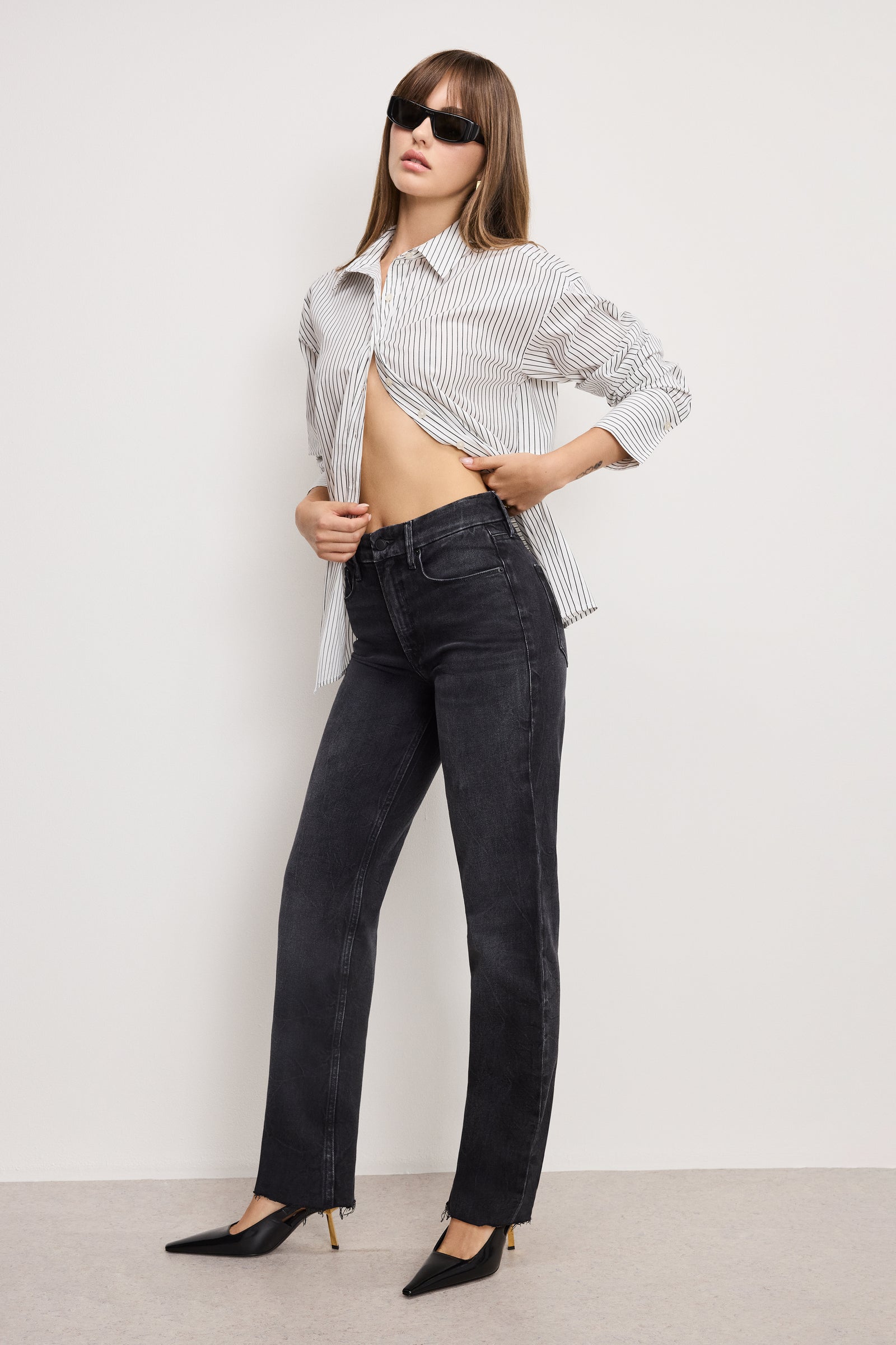 GOOD ICON STRAIGHT ANKLE JEANS | BLACK404