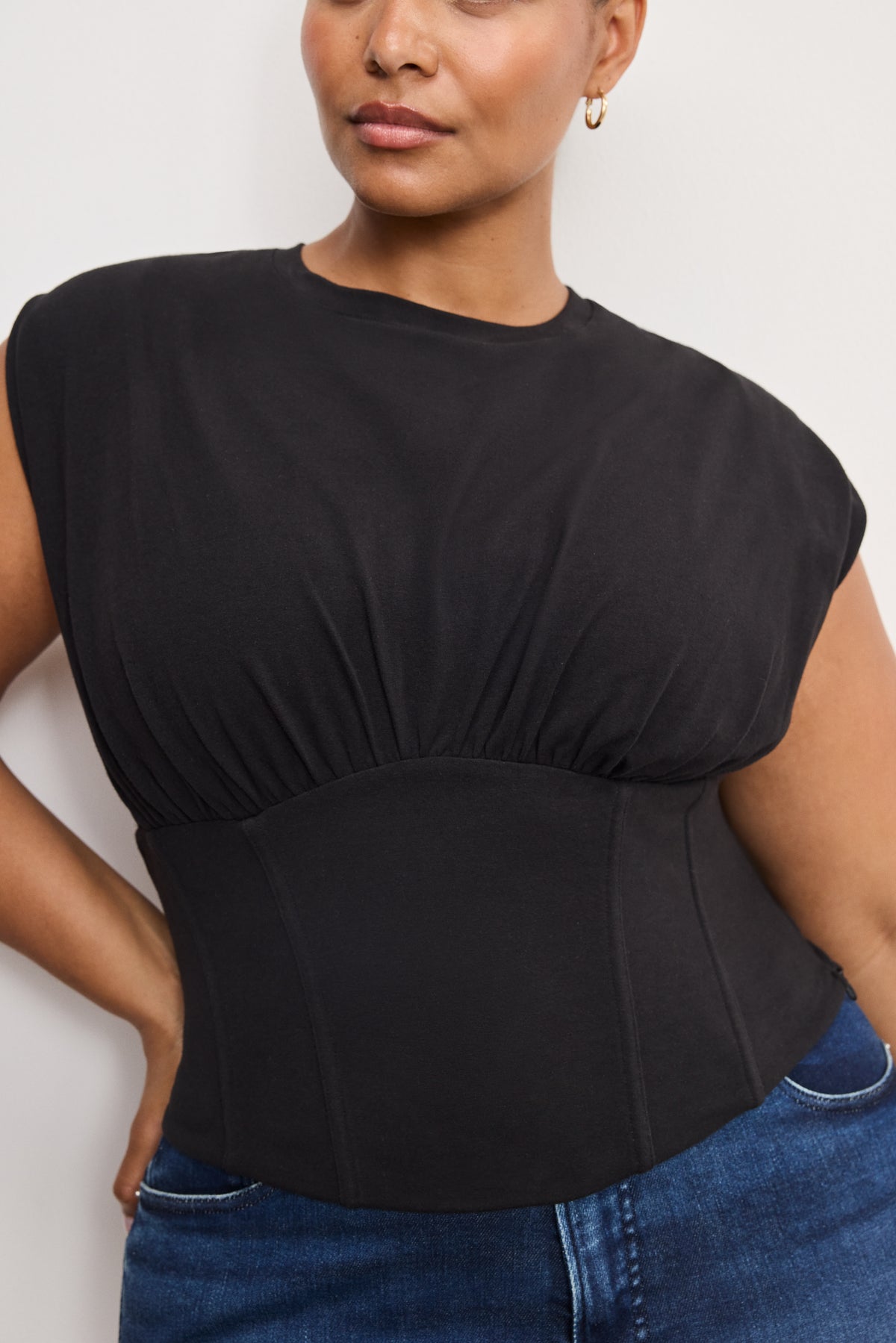 SLEEVELESS CORSET TOP | BLACK001
