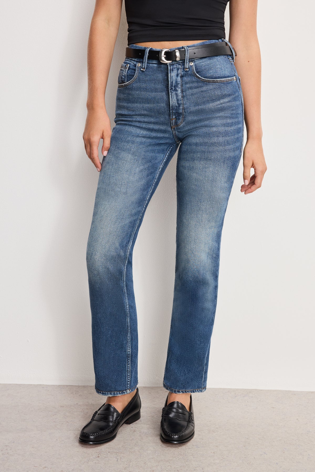 GOOD ICON STRAIGHT ANKLE JEANS | INDIGO1082