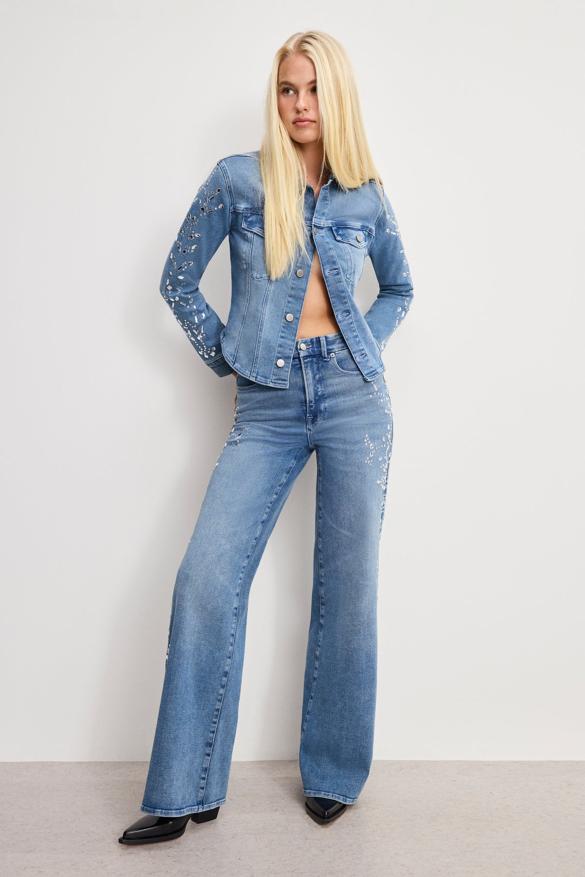 DOLLY CRYSTAL FITTED JACKET | INDIGO1089