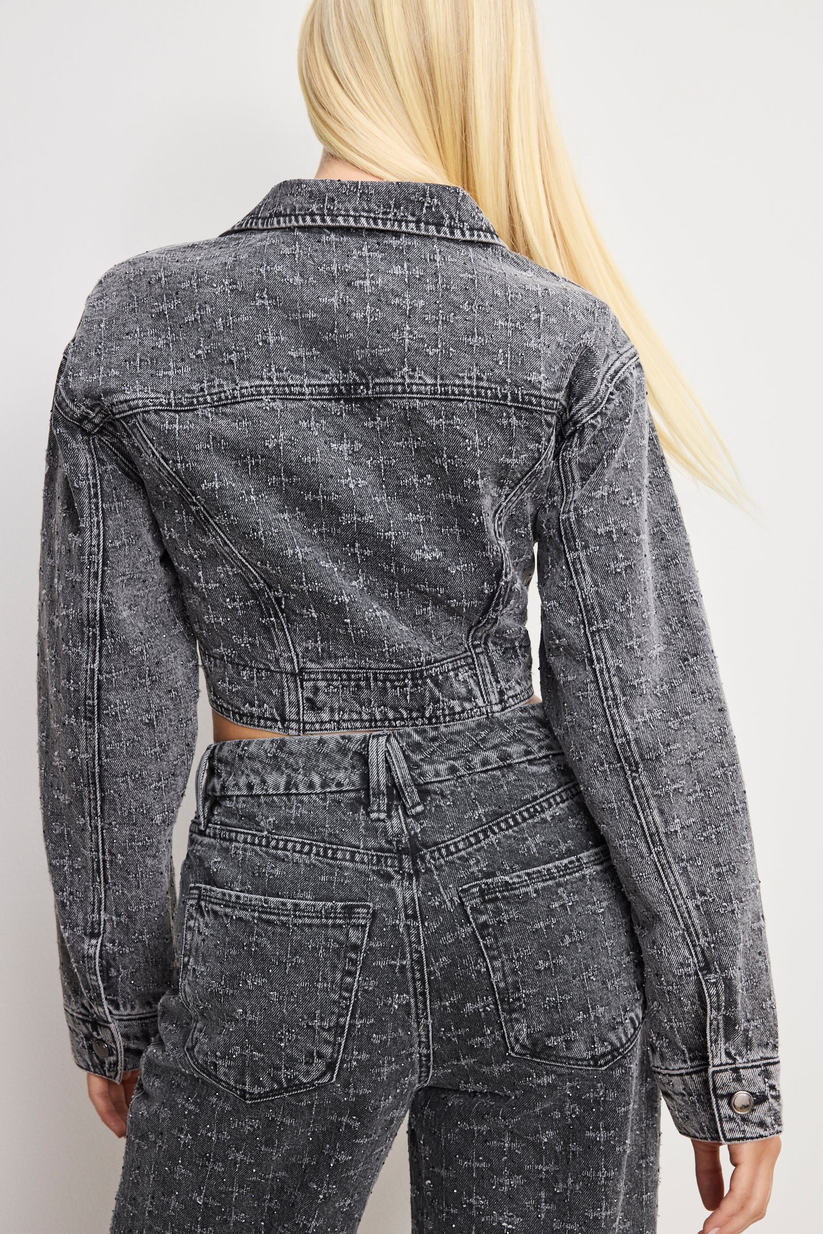 DOLLY CRYSTAL DENIM JACKET | BLACK415