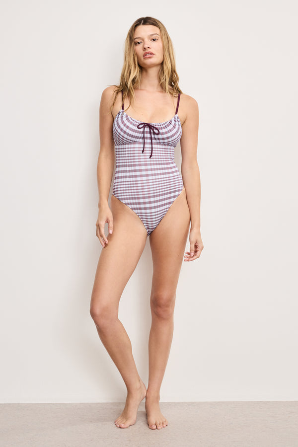 PLAID DRAWSTRING SWIMSUIT | FIG PLAID