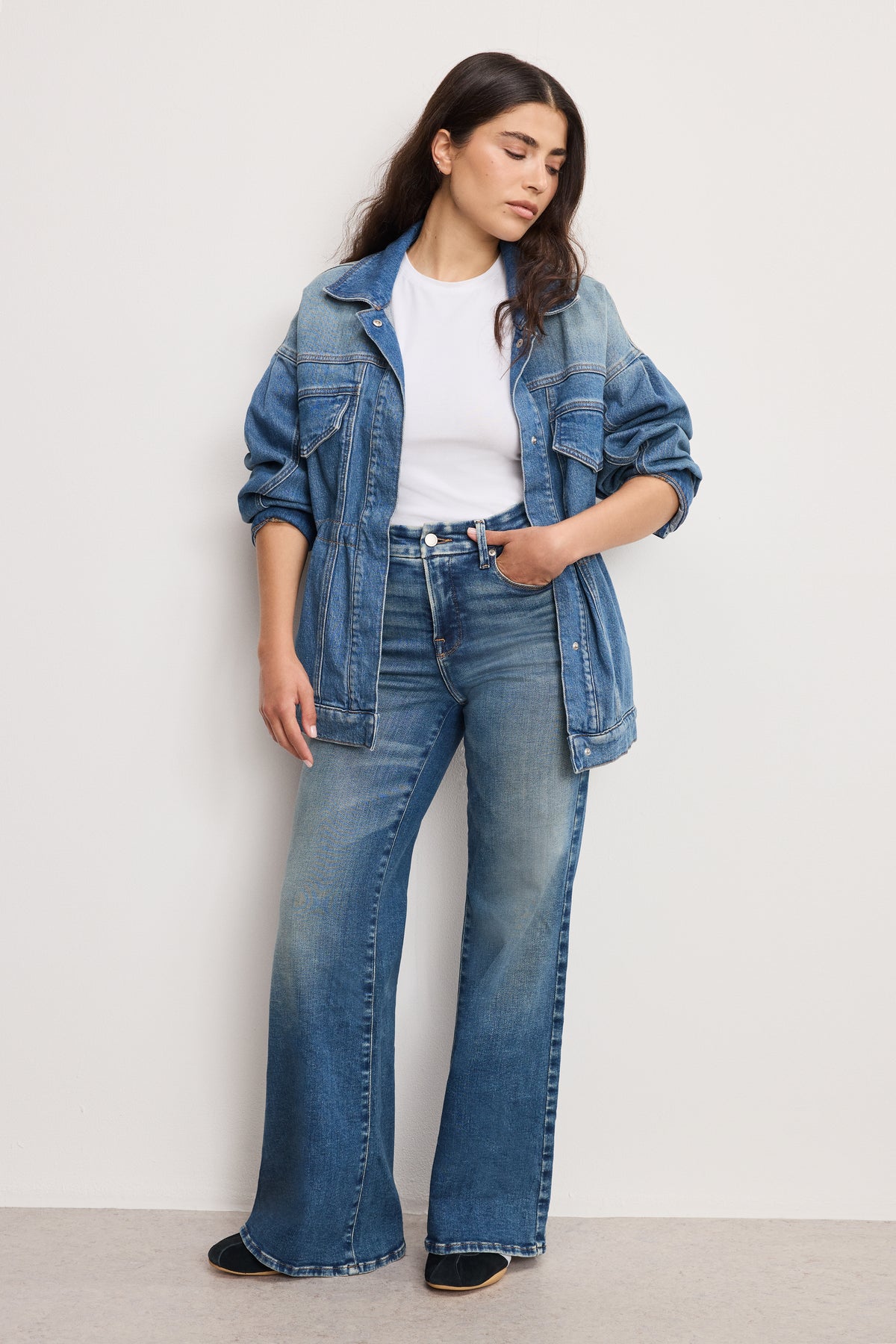 SOFT TECH GOOD PETITE PALAZZO JEANS | INDIGO986