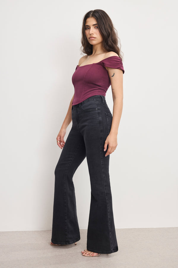 DOLLY JOLEANS PETITE FLARE JEANS | BLACK391