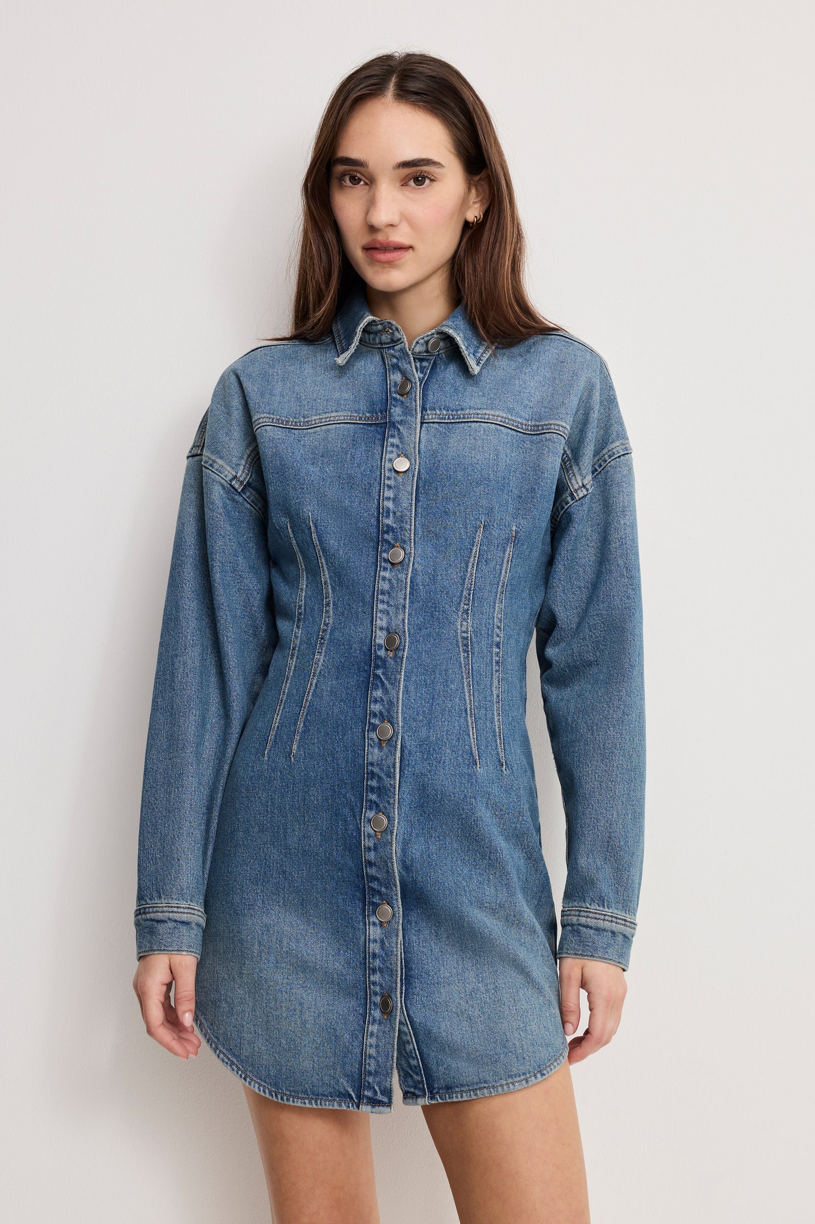 SHAPED DENIM DRESS | INDIGO1100