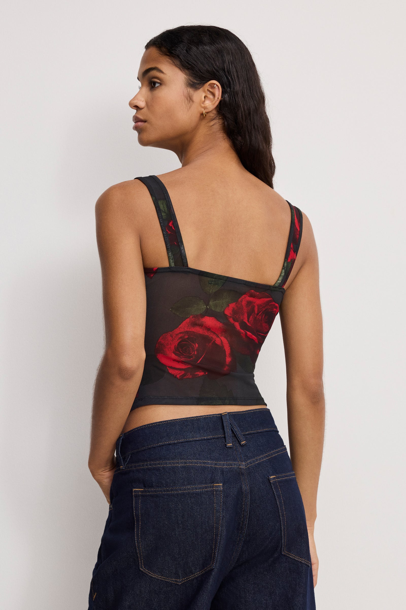 MESH BUSTIER | MOODY RED ROSES001