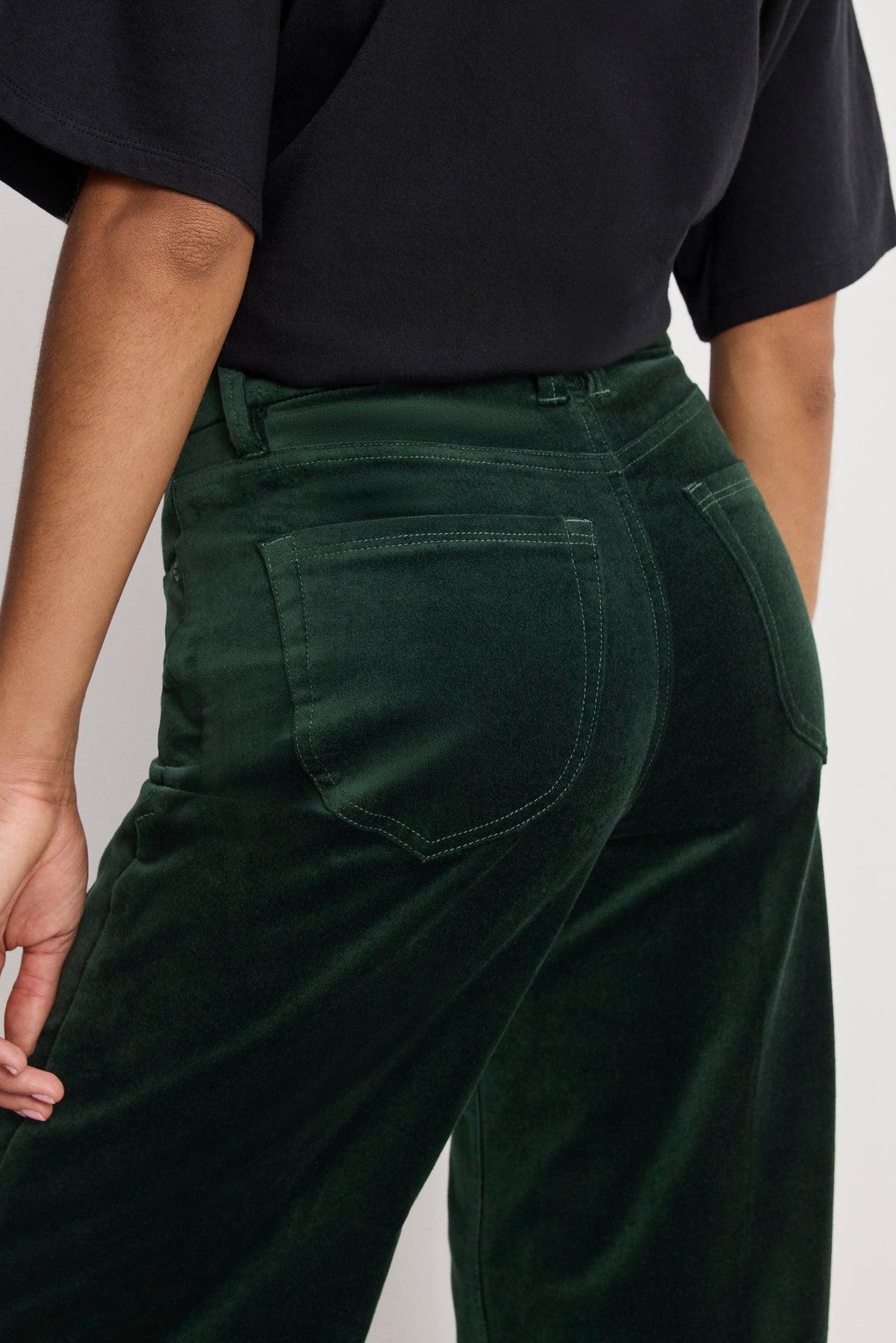 VELVET GOOD WAIST PALAZZO  PANTS | PINE GREEN003