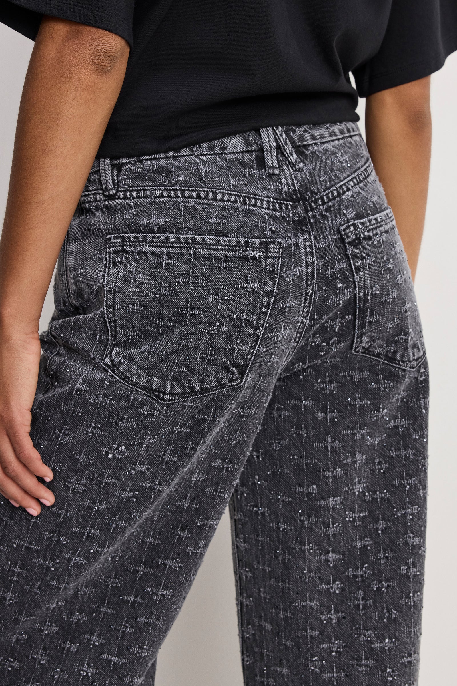 GOOD SKATE WIDE CRYSTAL JEANS | BLACK415