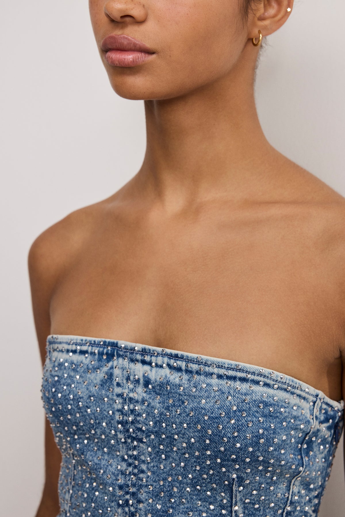 CRYSTAL STRAPLESS MINI DRESS | INDIGO1097