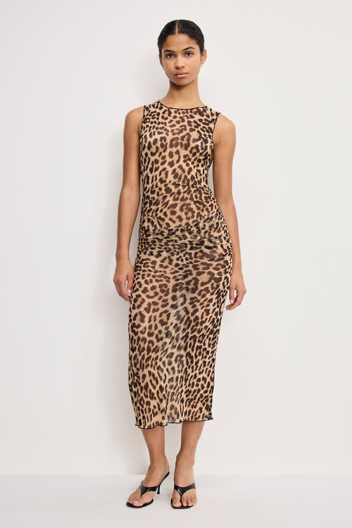 MESH MIDI DRESS | LUCKY LEOPARD001