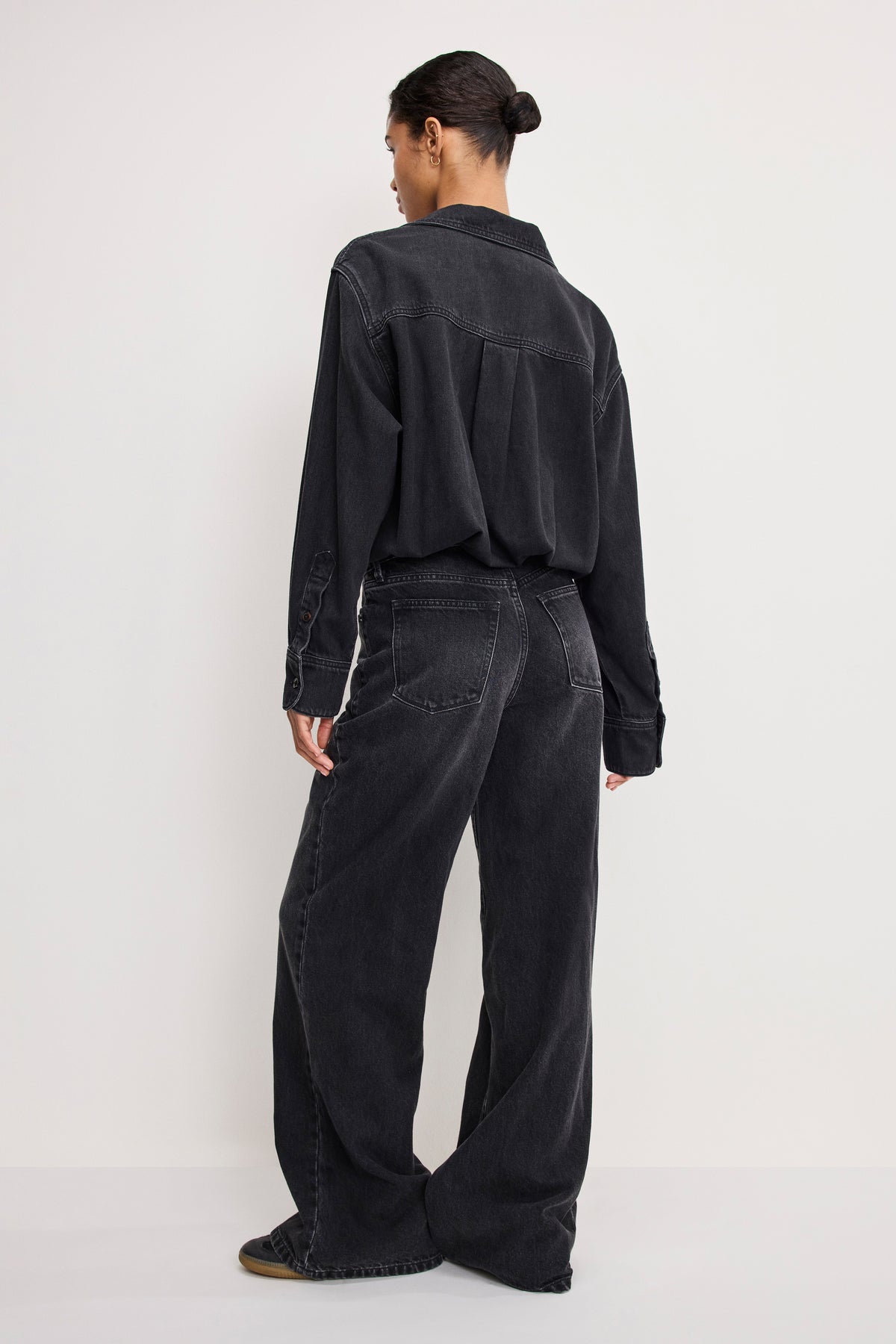 DENIM SHIRT JUMPSUIT | BLACK389
