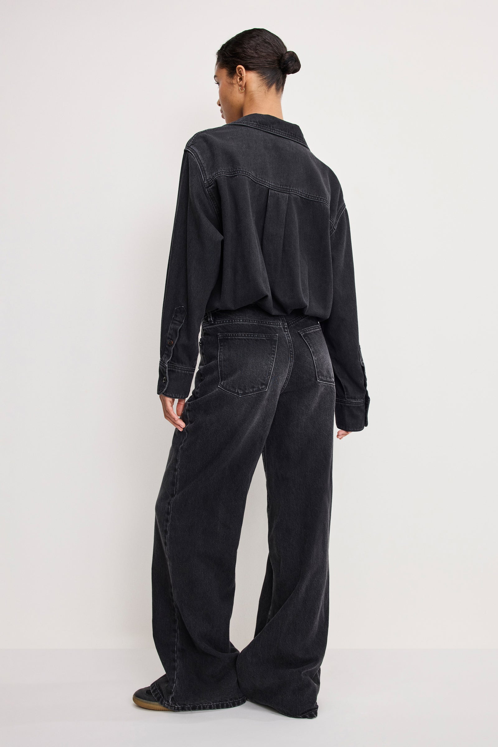 DENIM SHIRT JUMPSUIT | BLACK389