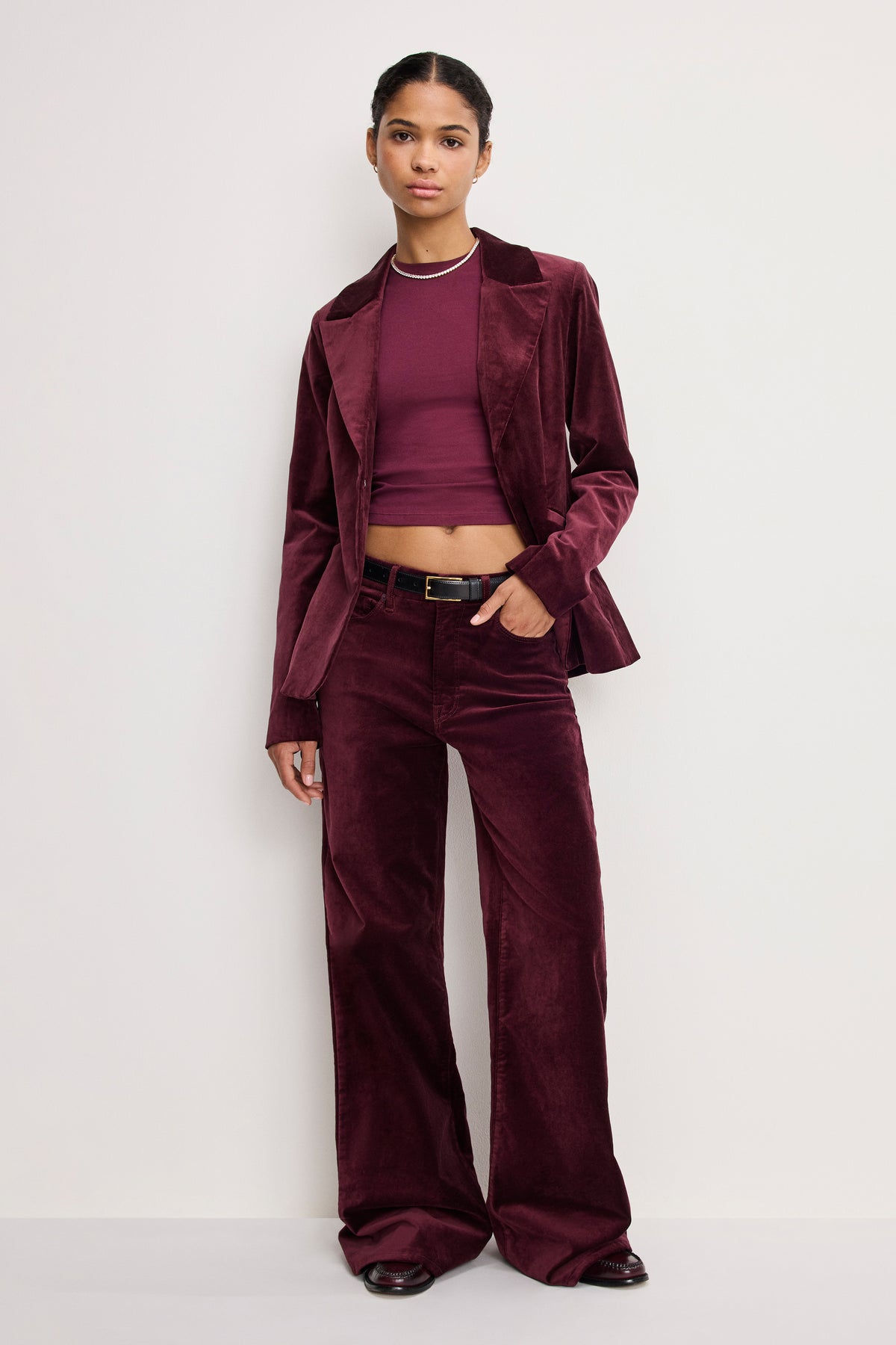 VELVET SCULPTED BLAZER | FIG007