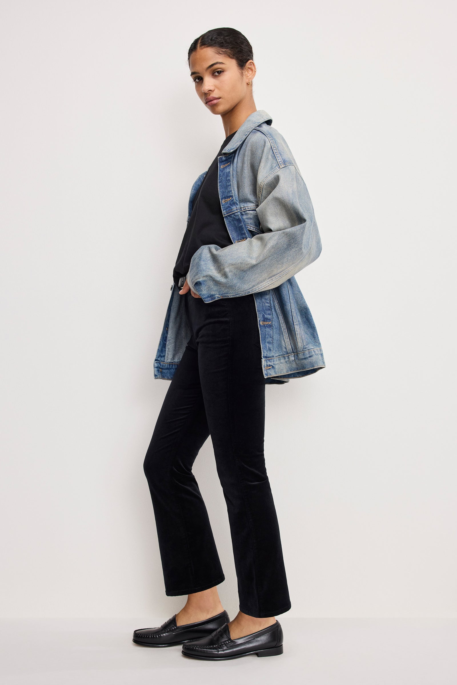 VELVET GOOD HIGH RISE KICK FLARE PANTS | BLACK001