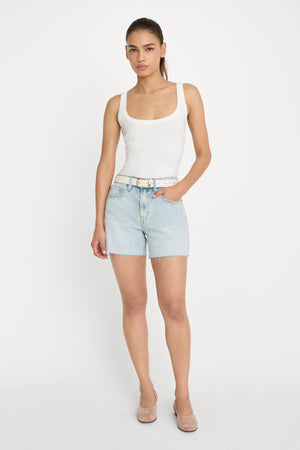 MODAL RIB TANK BODYSUIT | CHALK