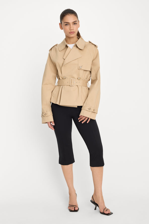 THE CROPPED TRENCH JACKET | SANDY FAWN