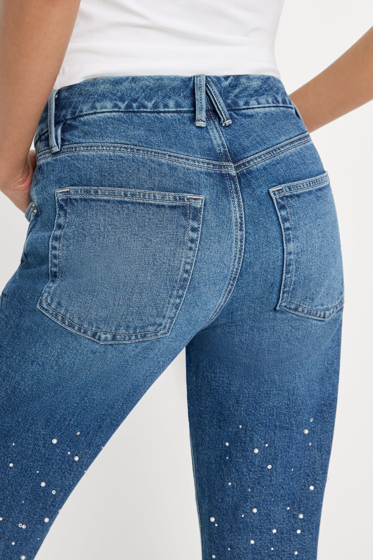 GOOD ICON STRAIGHT ANKLE PEARL JEANS | INDIGO1186