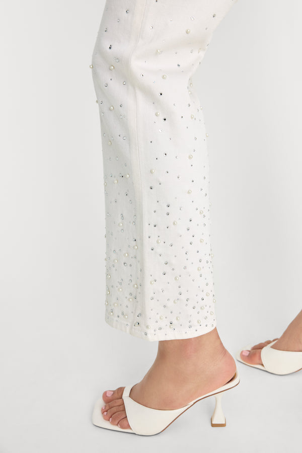 GOOD ICON STRAIGHT ANKLE PEARL JEANS | WHITE001