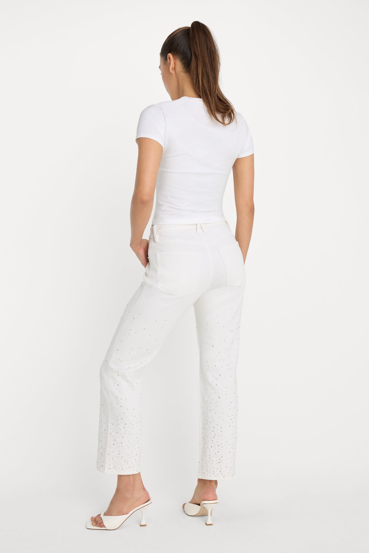 GOOD ICON STRAIGHT ANKLE PEARL JEANS | WHITE001