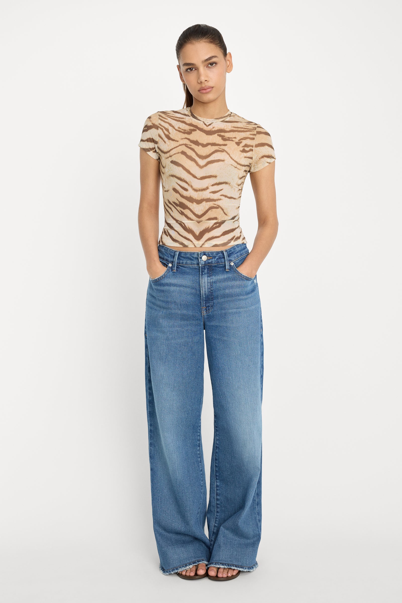 MESH BABY TEE | BROWN TIGER
