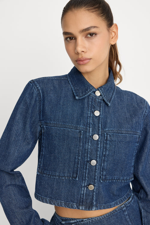 DENIM CROPPED JACKET | INDIGO1187