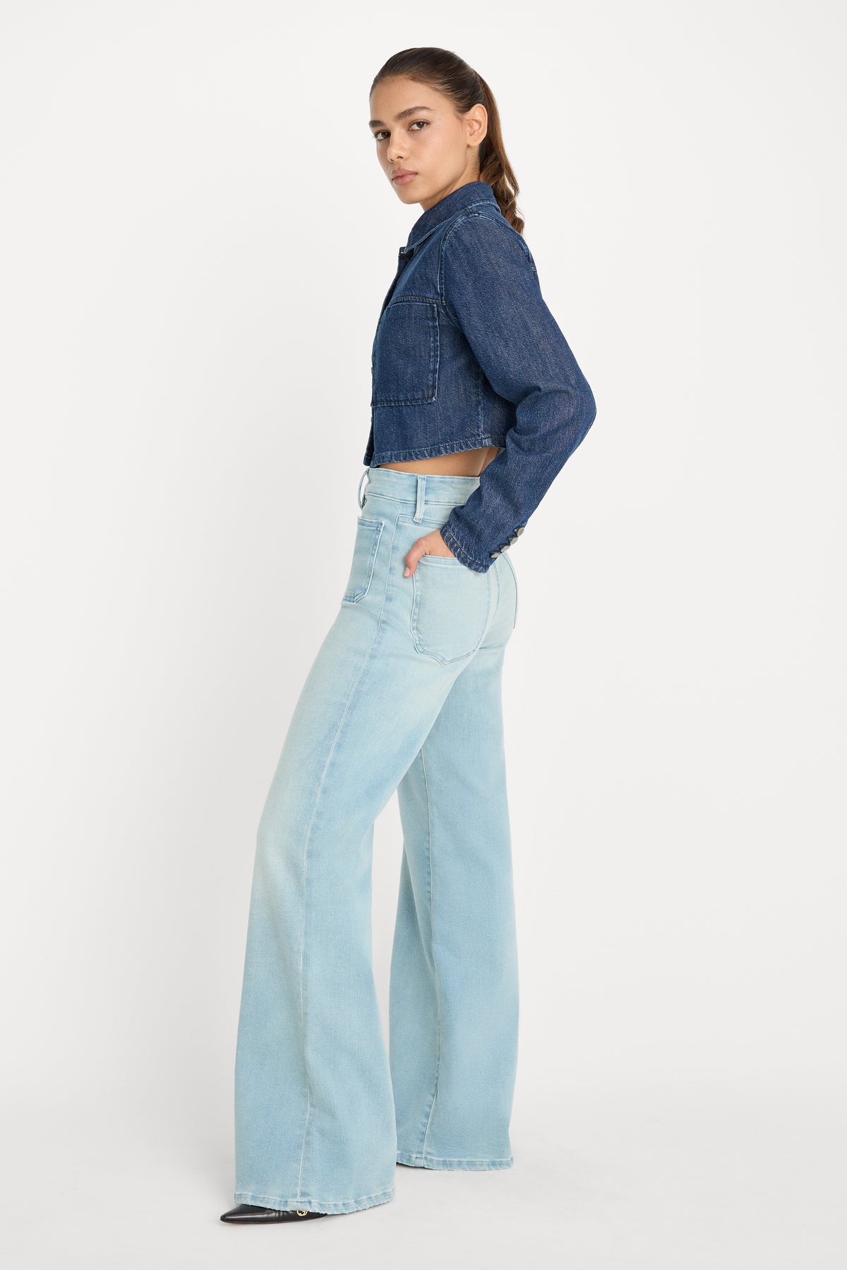 SOFT TECH GOOD WAIST PALAZZO JEANS | INDIGO1129