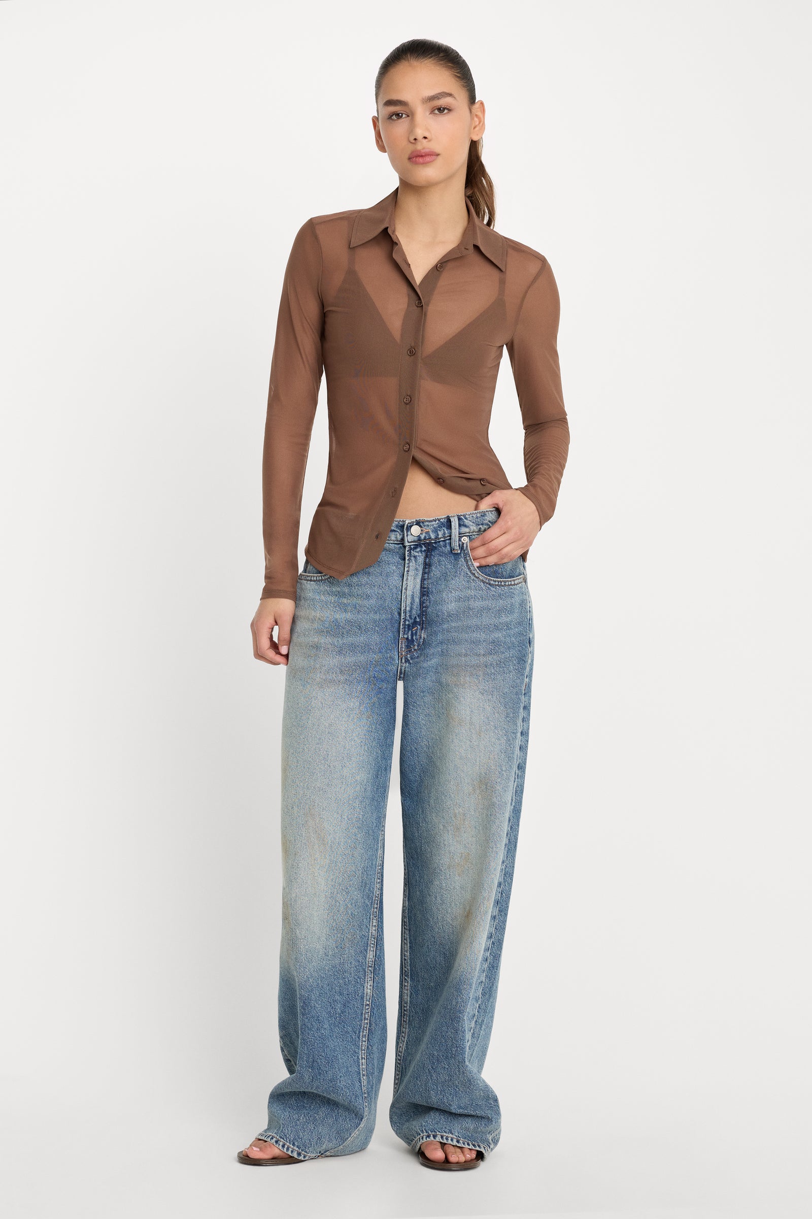 MESH BUTTON UP TOP | SADDLEWOOD