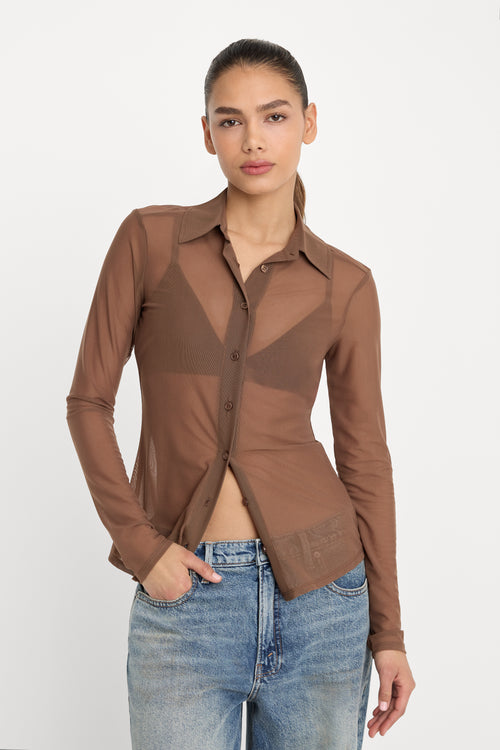 MESH BUTTON UP TOP | SADDLEWOOD