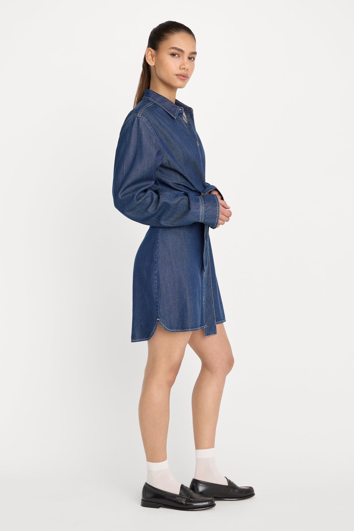DENIM WRAP SHIRT DRESS | INDIGO1187